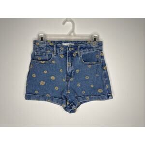 Pacsun Women’s Flower Print Denim Mom Fit Jean Shorts Size 25‎